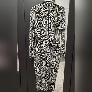 Fashion Nova Zebra Midi Dress "Fierce Mode Mesh Midi Dress"